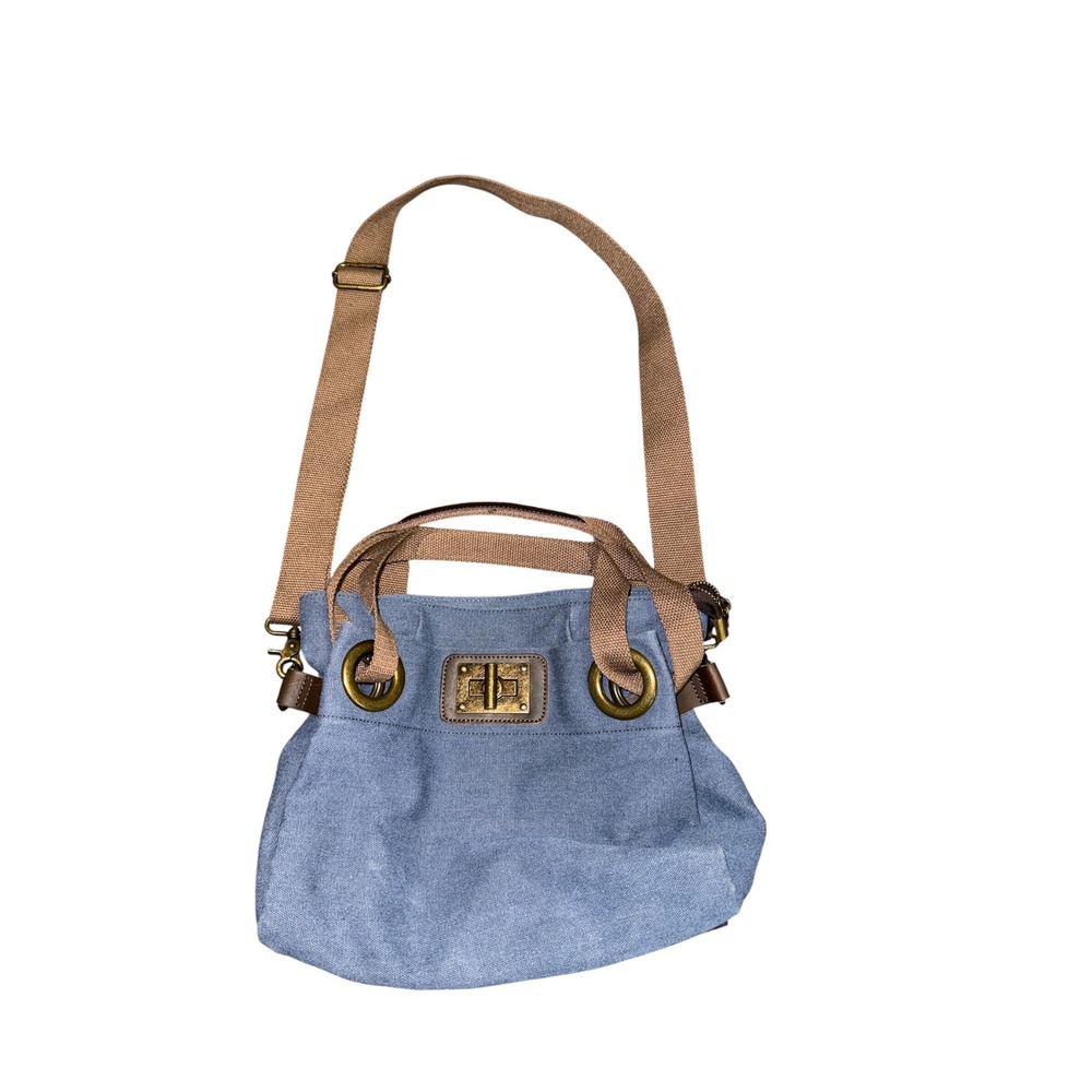 ZEDE Paris Washed Canvas Tote Bag Blue Point-Des-Arts Medium Denim Blue